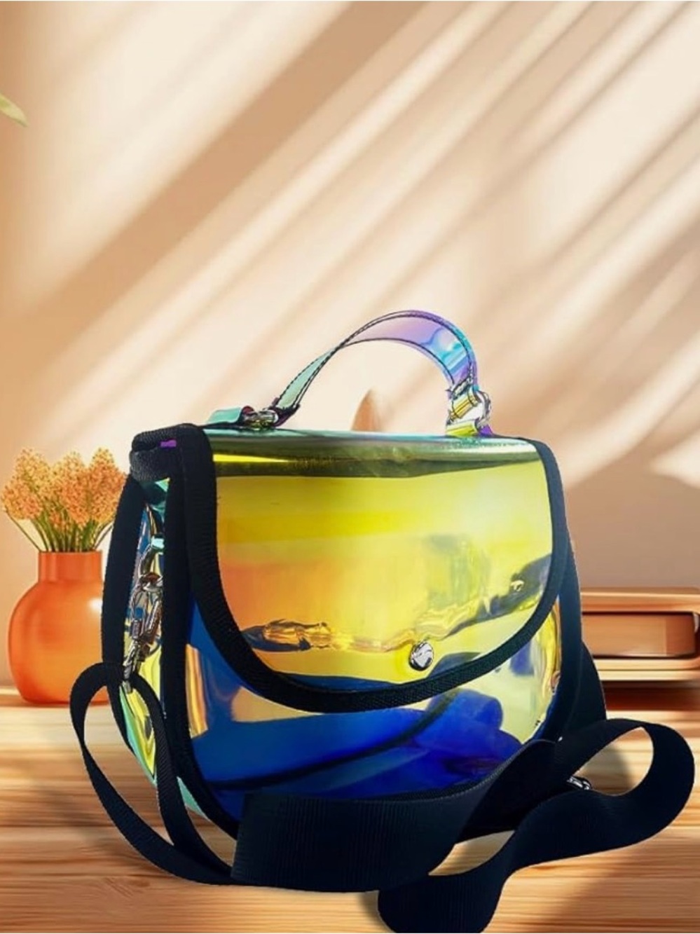 Holographic Y2K Crossbody Bag | Stadium Approved Transparent Purse | Festival